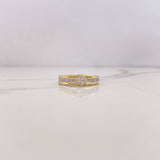 Anillo Doble Linea 2.1gr / T7 / Circones Blancos Dos Oros Amarillo Blanco 18K &