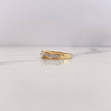Anillo Doble Linea 2.1gr / T7 / Circones Blancos Dos Oros Amarillo Blanco 18K &