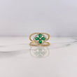 Anillo Rombo Flor 3.1gr / T6 1/2 / Circones Verdes Blancos Dos Oros Amarillo Blanco 18K &
