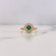 Anillo Halo 3.8gr / T6 1/2 / Circones Verde Blancos Oro Amarillo 18K &