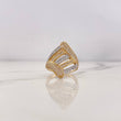 Anillo Rustico Escaleras 4.4gr / T6 / Circones Blancos Dos Oros Amarillo Blanco 18K &