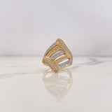 Anillo Rustico Escaleras 4.4gr / T6 / Circones Blancos Dos Oros Amarillo Blanco 18K &