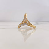 Anillo Rustico Escaleras 4.4gr / T6 / Circones Blancos Dos Oros Amarillo Blanco 18K &