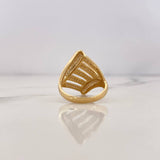 Anillo Rustico Escaleras 4.4gr / T6 / Circones Blancos Dos Oros Amarillo Blanco 18K &