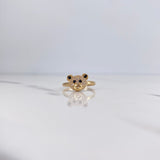 Anillo Oso 1.95gr / T6 / Circones Negros Blancos Oro Amarillo 18K &