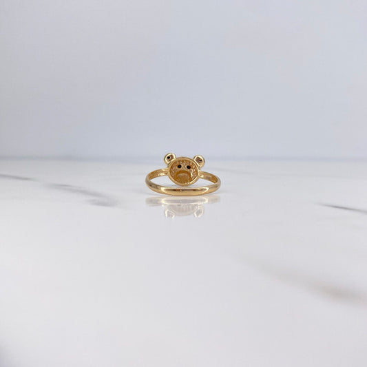 Anillo Oso 1.95gr / T6 / Circones Negros Blancos Oro Amarillo 18K &