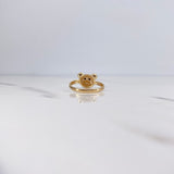 Anillo Oso 2.15gr / T6 1/4 / Circones Negros Blancos Oro Amarillo 18K &