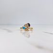Anillo Perro Corazon 2.85gr / T7 1/4 / Circones Azul Negros Blancos Oro Amarillo 18K &