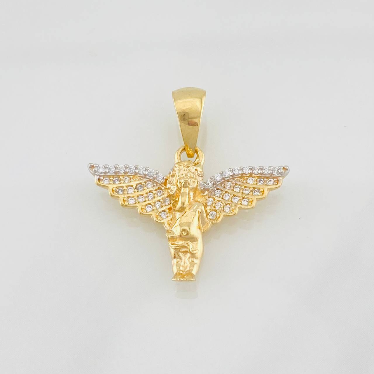 Dije Angel 2.9g / 2.5cm Dos Oros Amarillo Blanco 18K