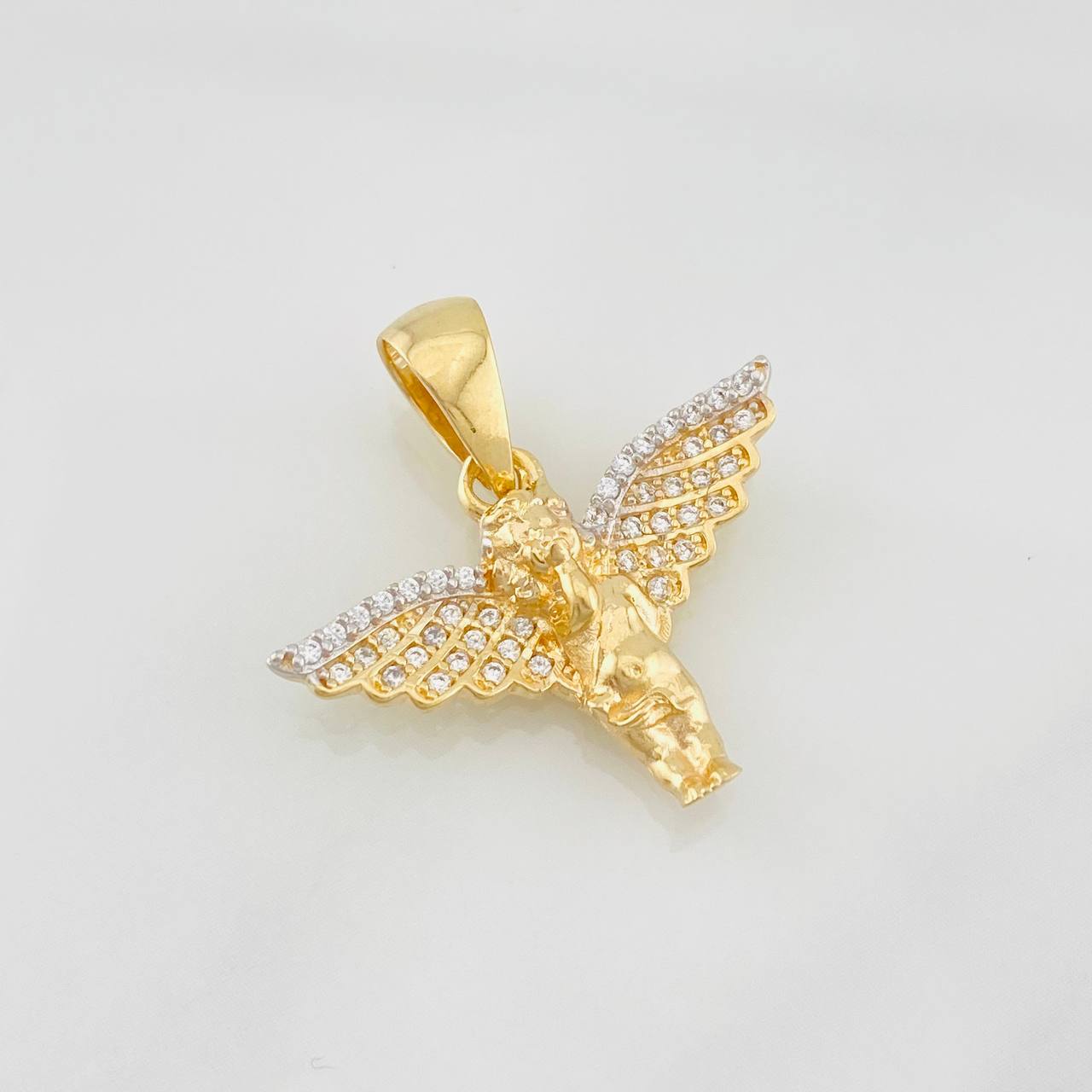 Dije Angel 2.9g / 2.5cm Dos Oros Amarillo Blanco 18K
