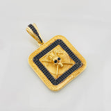 Dije Placa Calavera Espadas 8.95g / 4cm Dos Oros Negro Amarillo 18K
