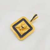 Dije Placa Calavera Espadas 8.95g / 4cm Dos Oros Negro Amarillo 18K