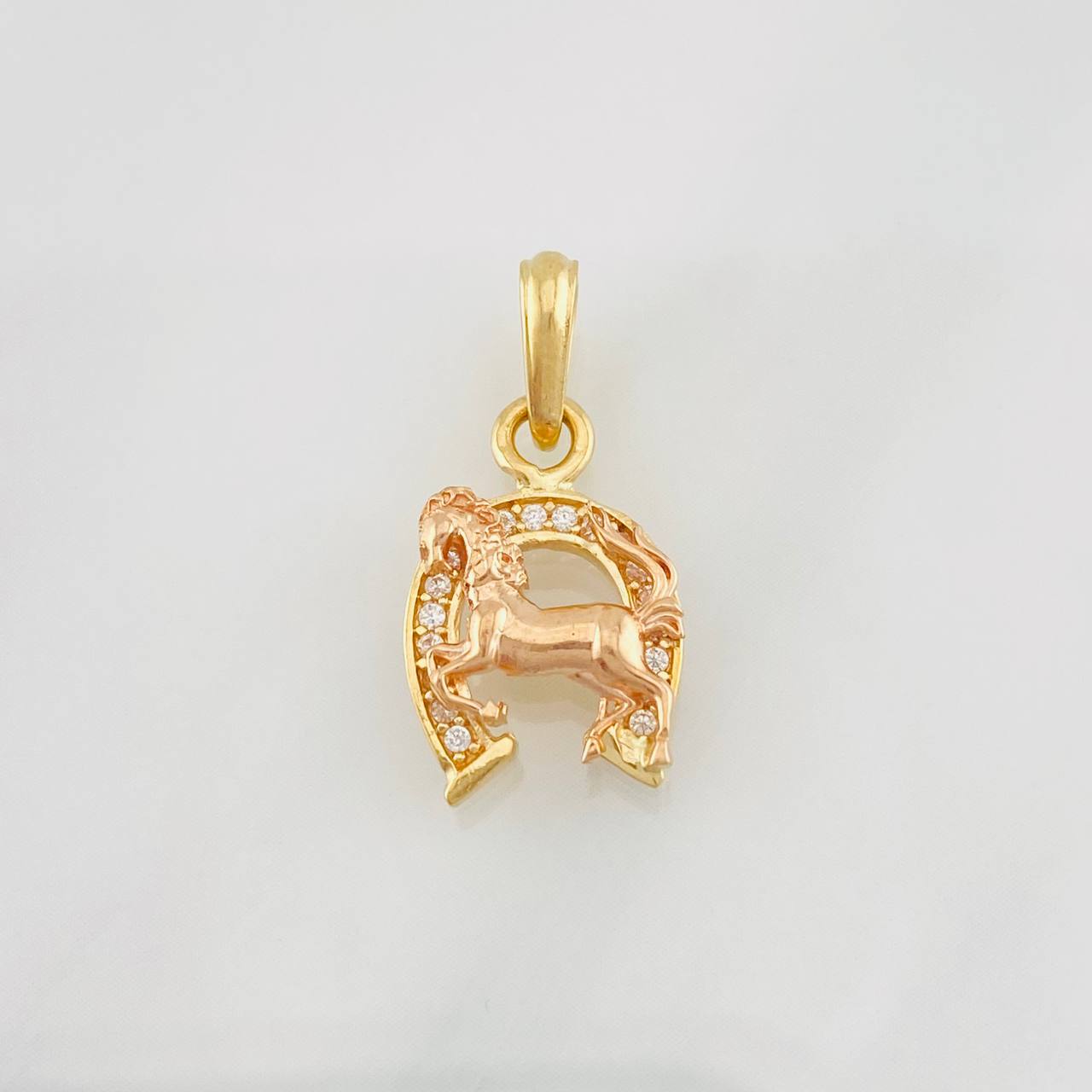 Dije Herradura Caballo 1.8g / 2cm Dos Oros Amarillo Rosa 18K