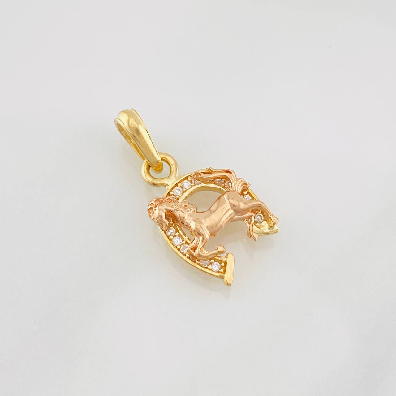 Dije Herradura Caballo 1.8g / 2cm Dos Oros Amarillo Rosa 18K