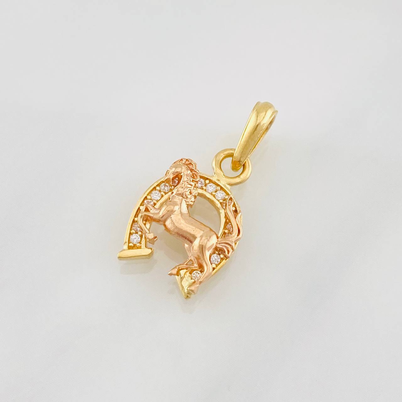 Dije Herradura Caballo 1.8g / 2cm Dos Oros Amarillo Rosa 18K