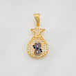 Dije Bolsa de Dinero 2.3g / 2.8cm Dos Oros Negro Amarillo 18K