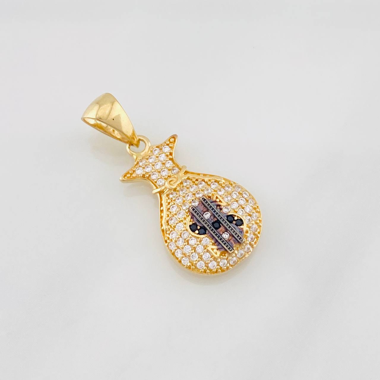 Dije Bolsa de Dinero 2.3g / 2.8cm Dos Oros Negro Amarillo 18K