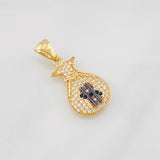 Dije Bolsa de Dinero 2.3g / 2.8cm Dos Oros Negro Amarillo 18K