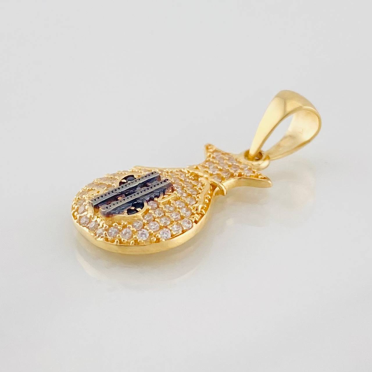 Dije Bolsa de Dinero 2.3g / 2.8cm Dos Oros Negro Amarillo 18K
