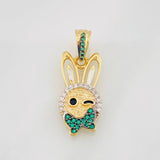 Dije Conejo 2.45g / 2.3cm Dos Oros Negro Amarillo 18K