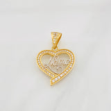 Dije Corazon Nana 3.25g / 2.5cm Dos Oros Amarillo Blanco 18K