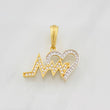 Dije Linea de Vida Corazon 3g / 2cm Dos Oros Amarillo Blanco 18K