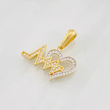 Dije Linea de Vida Corazon 3g / 2cm Dos Oros Amarillo Blanco 18K