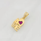 Dije Love Corazon 1.55g / 2.4cm Dos Oros Negro Amarillo 18K