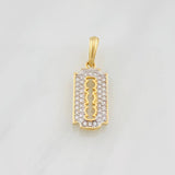 Dije Cuchilla 1.75g / 2.4cm Dos Oros Amarillo Blanco 18K