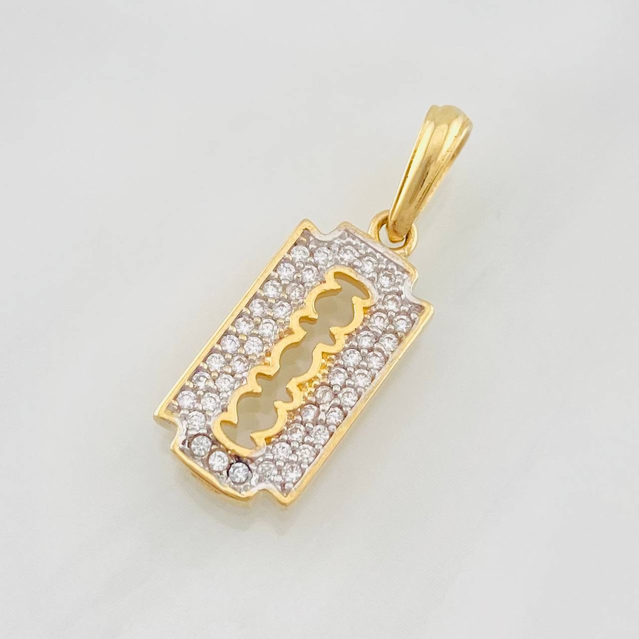 Dije Cuchilla 1.75g / 2.4cm Dos Oros Amarillo Blanco 18K