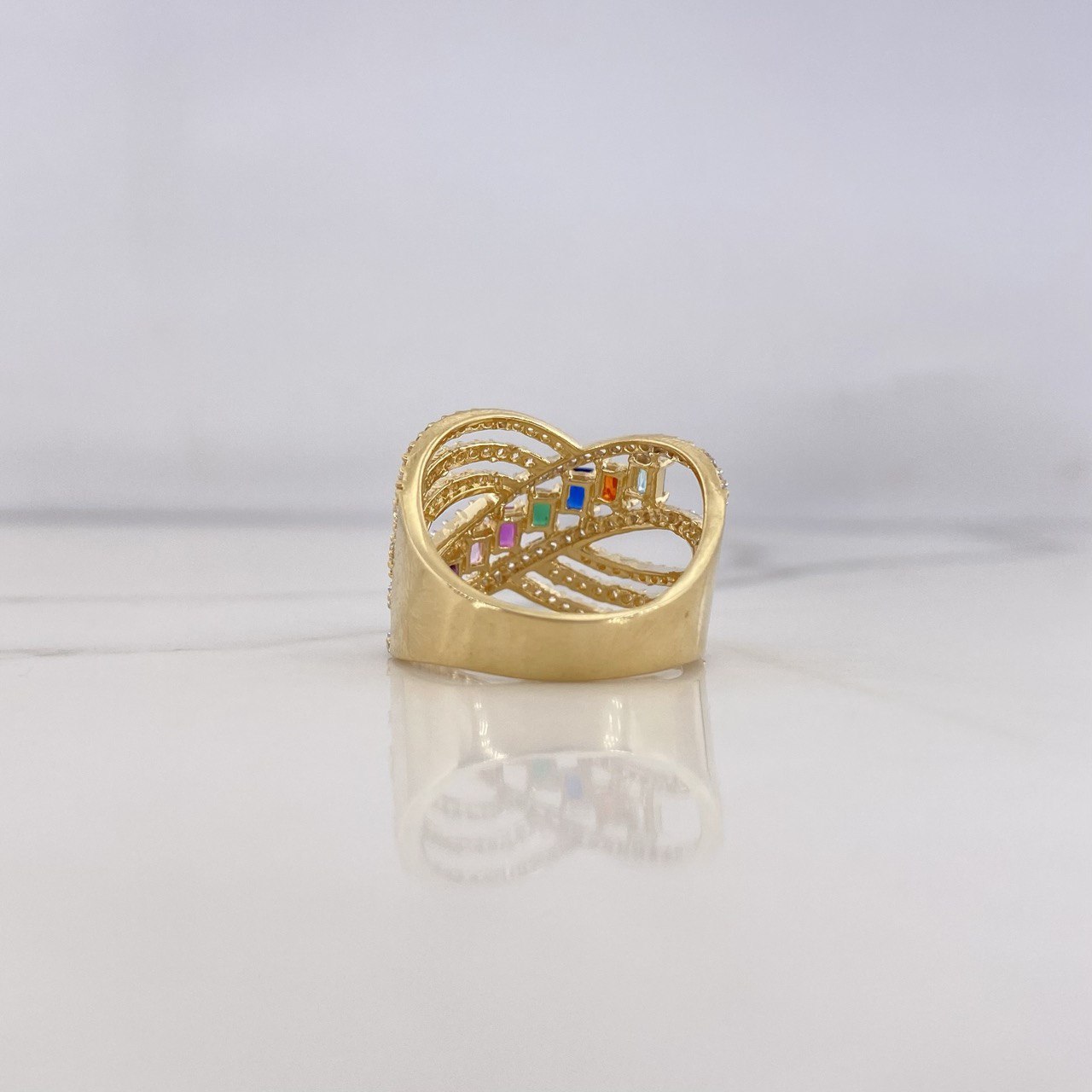 Anillo Rustico 6.1gr / T7 / Circones Colores Oro Amarillo 18K &