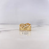 Anillo Rustico Curvas Cruzadas 4.65gr / T5 3/4 / Circones Blancos Tres Oros 18K $