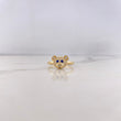 Anillo Rostro Oso 2.35gr / T7 1/4 / Circones Blancos Azules Oro Amarillo 18K #