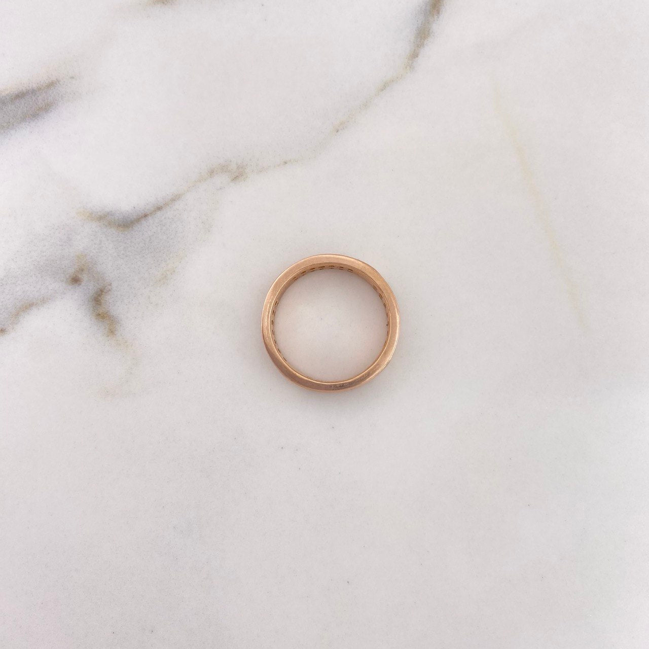 Anillo Argolla Tornillo 5.3gr / T7 1/2 / Circones Blancos Oro Rosa 18K #