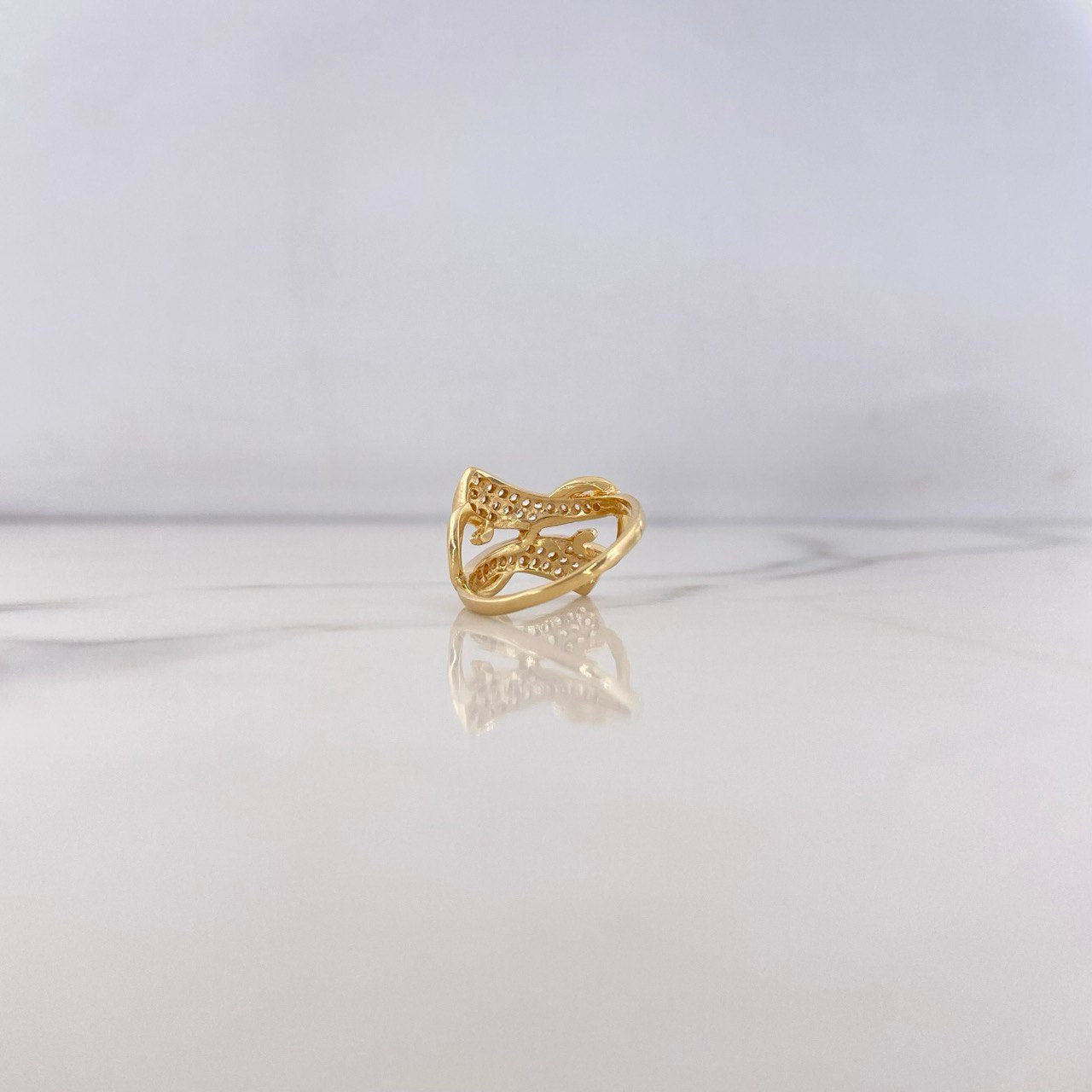 Anillo Liston 3.95gr / T5 1/2 / Circones Blancos Oro Amarillo 18K #