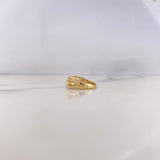 Anillo Rustico Cruzado 3.05gr / T6 3/4 / Circones Blancos Oro Amarillo 18K #