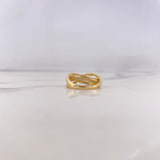 Anillo Rustico Cruzado 3.05gr / T6 3/4 / Circones Blancos Oro Amarillo 18K #