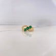 Anillo Banda 3.35gr / T6 1/2 / Circones Blancos Verdes Oro Amarillo 18K #