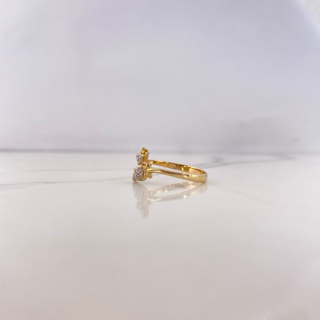 Anillo Rosas 2.45gr / T8 / Circones Blancos Dos Oros Amarillo Blanco 18K $