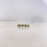 Anillo Churumbela Tupido 2.05gr / T7 1/2 / Circones Blancos Verdes Oro Amarillo 18K $