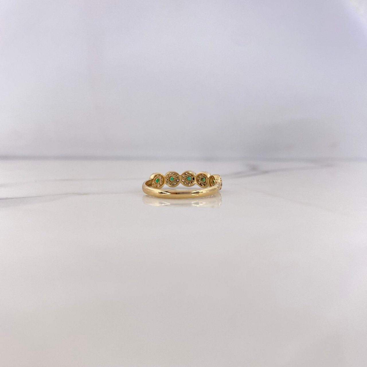 Anillo Churumbela Tupido 2.05gr / T7 1/2 / Circones Blancos Verdes Oro Amarillo 18K $