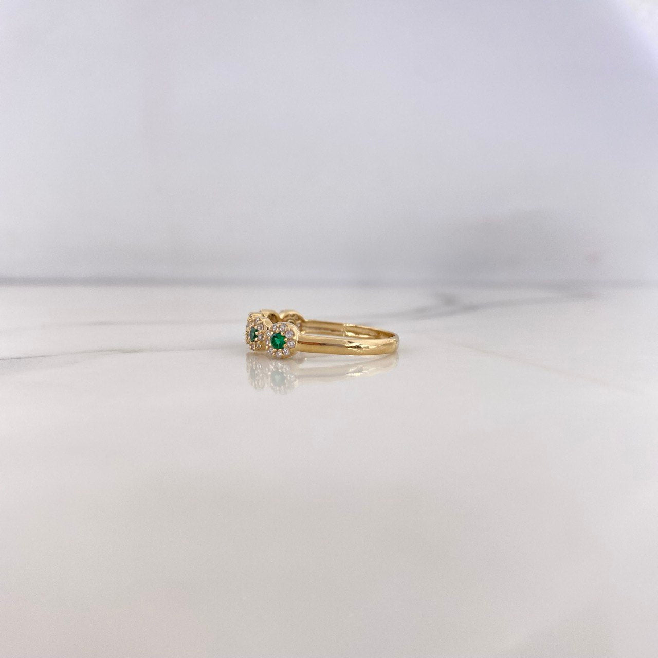 Anillo Churumbela Tupido 2.05gr / T7 1/2 / Circones Blancos Verdes Oro Amarillo 18K $