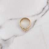 Anillo Solitario Puente Corona 4.25gr / T7 3/4 / Circones Blancos Dos Oros Amarillo Blanco 18K $
