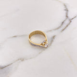 Anillo Solitario Puente Corona 4.25gr / T7 3/4 / Circones Blancos Dos Oros Amarillo Blanco 18K $