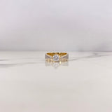 Anillo Solitario Puente Corona 4.25gr / T7 3/4 / Circones Blancos Dos Oros Amarillo Blanco 18K $
