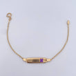 Pulso Bebe Aro Seguido 1.45gr / 15cm / Placa Rectangular Curva Trebol Morado Oro Amarillo 18K &