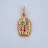 Dije Virgen Guadalupe 1.2gr / 2.1cm / Circones Blancos Verdes Fucsias Oro Amarillo 18K &
