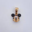 Dije Raton 2.1gr / 1.9cm / Circones Blancos Negros Tres Oros 18K &
