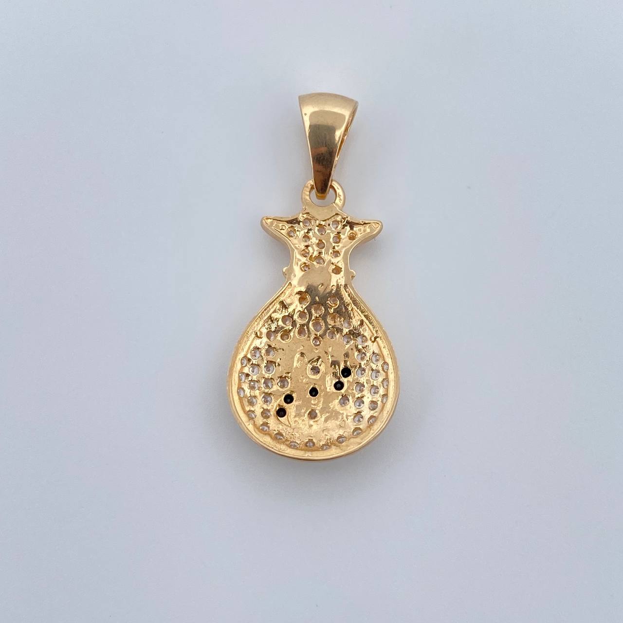 Dije Bolsa De Dinero 2.45gr / 2.8cm / Circones Blancos Negros Dos Oros Negro Amarillo 18K &