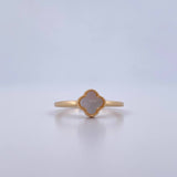 Anillo Trebol 1.8gr / T6 / Nacar Blanco Oro Amarillo 18K &